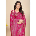 Women's Cotton Silk Floral Printed Saree With Unstitched Blouse 5.5Mtr (Pink)