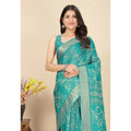 Women's Cotton Silk Floral Printed Saree With Unstitched Blouse 5.5Mtr (Rama)