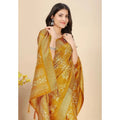 Women's Cotton Silk Floral Printed Saree With Unstitched Blouse 5.5Mtr (Yellow)
