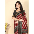 Women's Cotton Silk Printed Saree With Unstitched Blouse 5.5Mtr (Red)