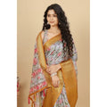Women's Cotton Silk Floral Printed Saree With Unstitched Blouse 5.5Mtr (Lavender)
