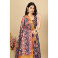 Women's Cotton Silk Floral Printed Saree With Unstitched Blouse 5.5Mtr (Purple)