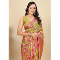 Women's Cotton Silk Floral Printed Saree With Unstitched Blouse 5.5Mtr (Yellow)