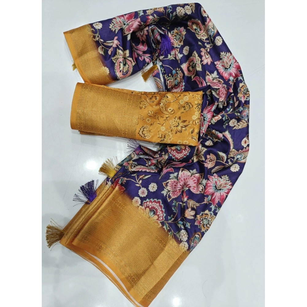 Women's Cotton Silk Floral Printed Saree With Unstitched Blouse 5.5Mtr (Multicolor)
