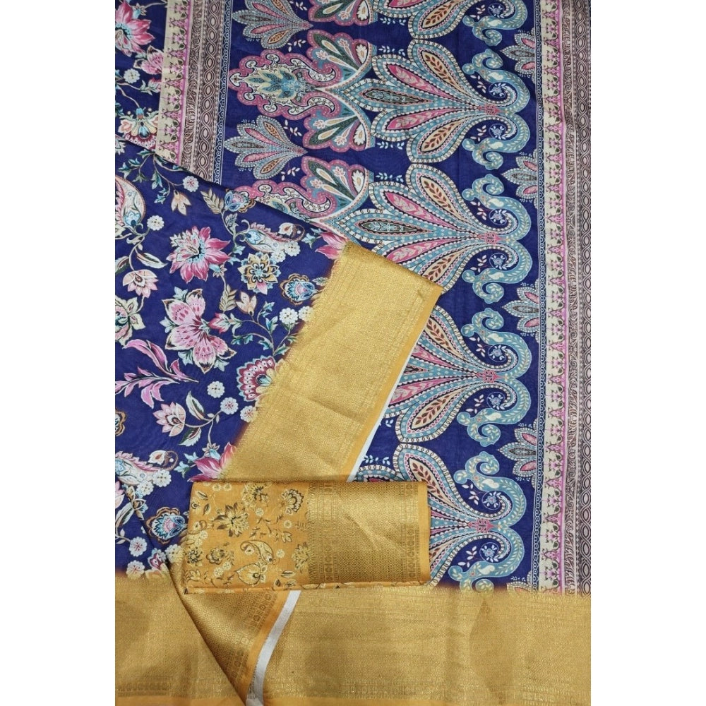 Women's Cotton Silk Floral Printed Saree With Unstitched Blouse 5.5Mtr (Multicolor)