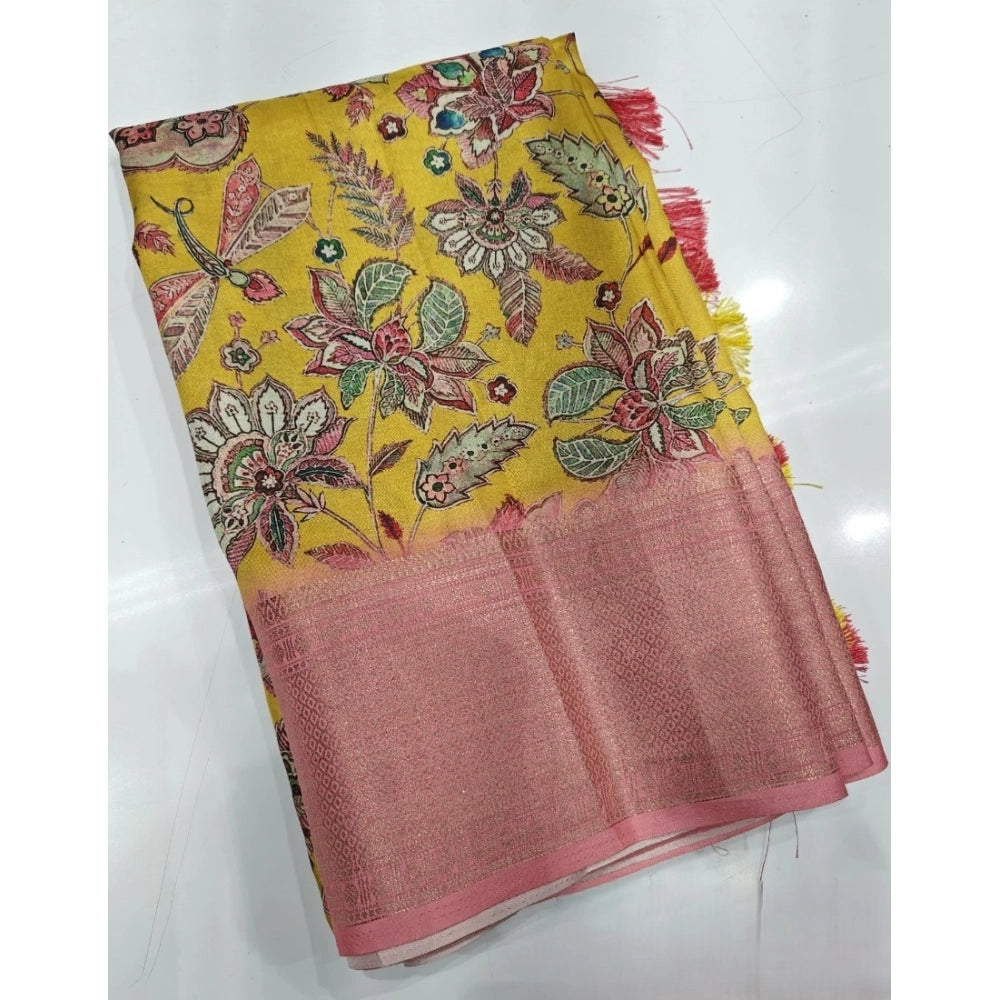 Women's Cotton Silk Floral Printed Saree With Unstitched Blouse 5.5Mtr (Multicolor)