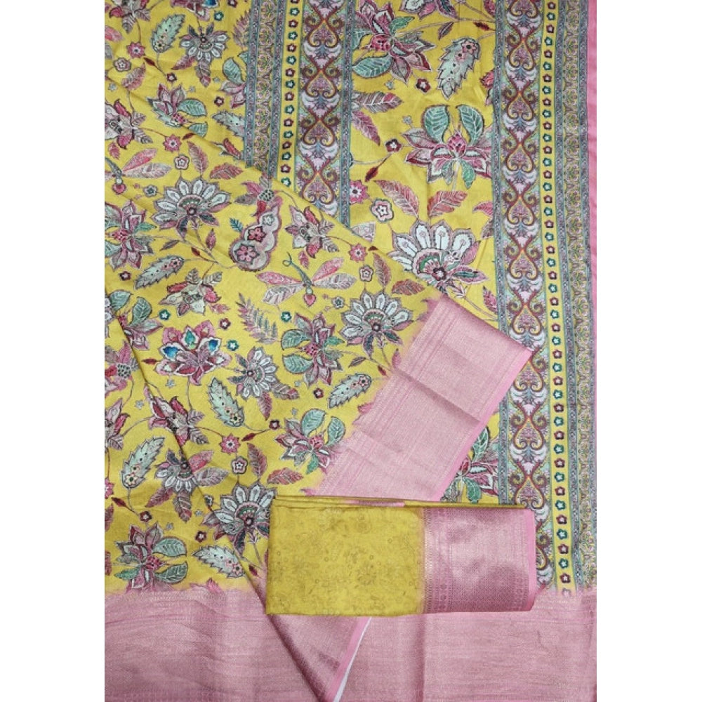 Women's Cotton Silk Floral Printed Saree With Unstitched Blouse 5.5Mtr (Multicolor)