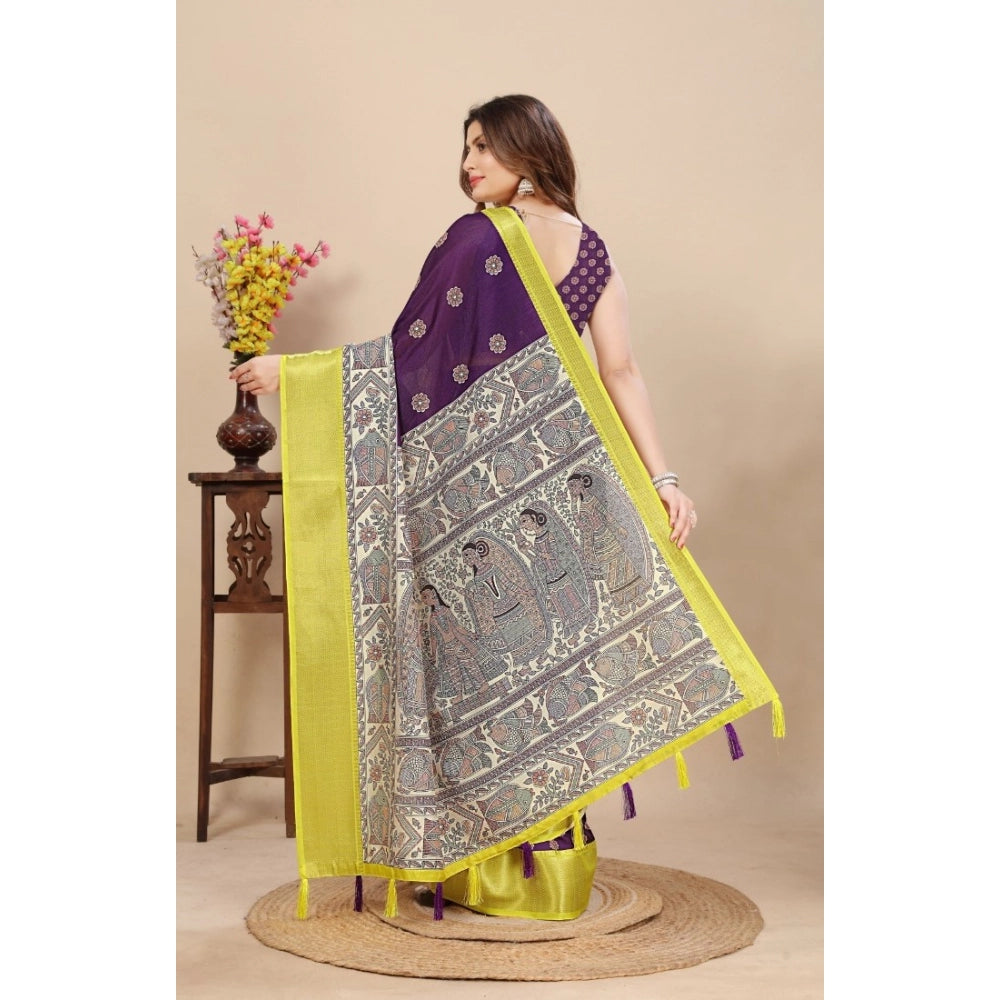 Women's Cotton Silk Printed Saree With Unstitched Blouse 5.5Mtr (Multicolor)
