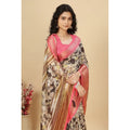 Women's Cotton Silk Floral Printed Saree With Unstitched Blouse 5.5Mtr (Black)
