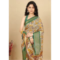 Women's Cotton Silk Floral Printed Saree With Unstitched Blouse 5.5Mtr (Mustard)