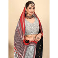 Women's Cotton Silk Printed Saree With Unstitched Blouse 5.5Mtr (Black)