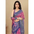 Women's Cotton Silk Printed Saree With Unstitched Blouse 5.5Mtr (Pink)
