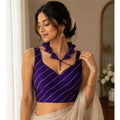 Women's Silk Embellished Sweetheart Neck Sleeveless Readymade Padded Blouse (Purple, Size 38)