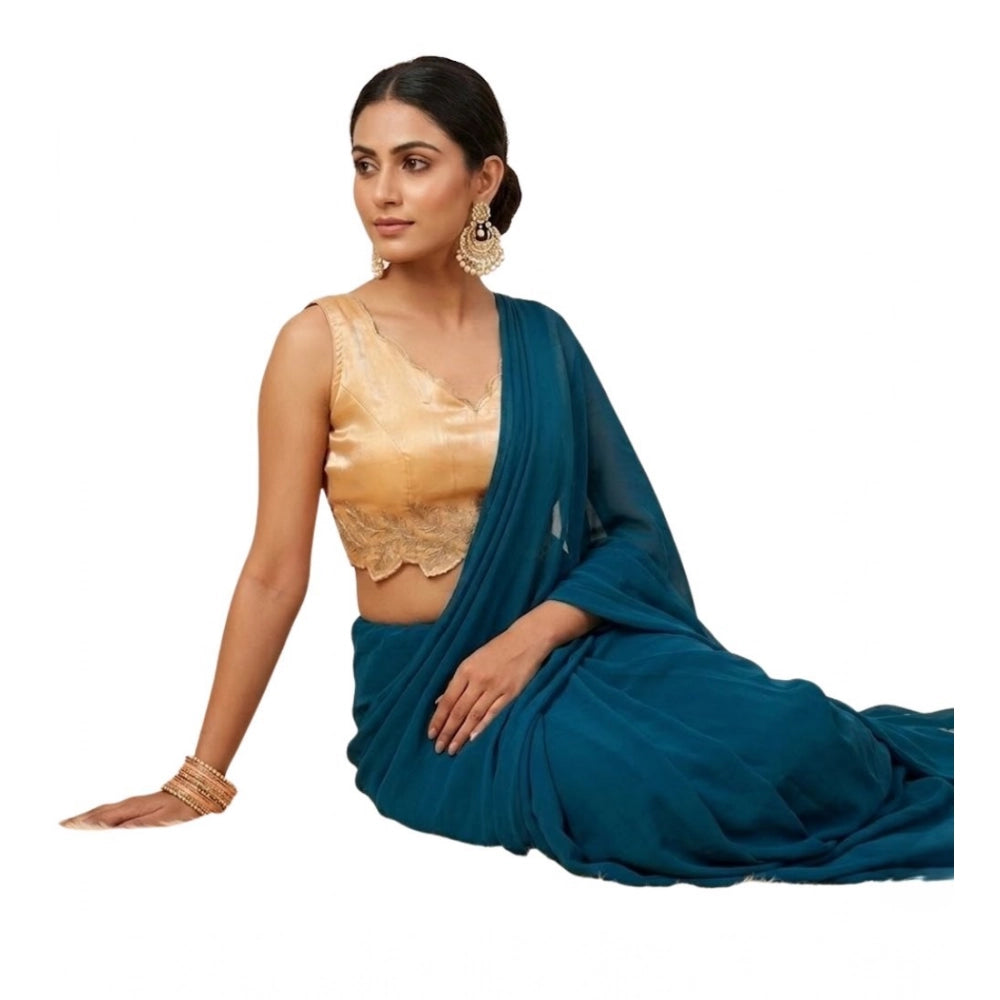 Women's Silk Embroidered Sweetheart Neck Sleeveless Readymade Padded Blouse (Gold, Size 38)