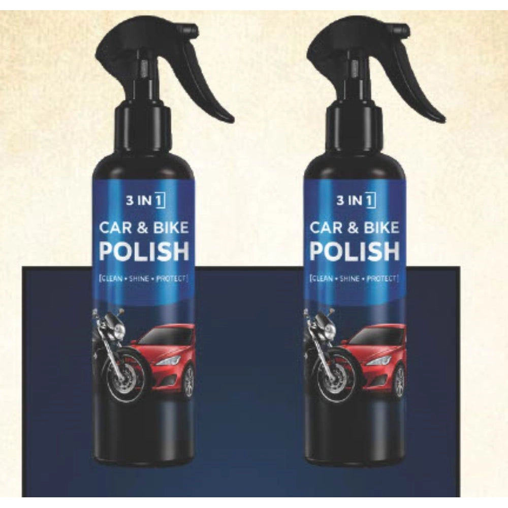 Pack of 2 3-in-1 Car and Bike Polish Spray Bottles 100 ML