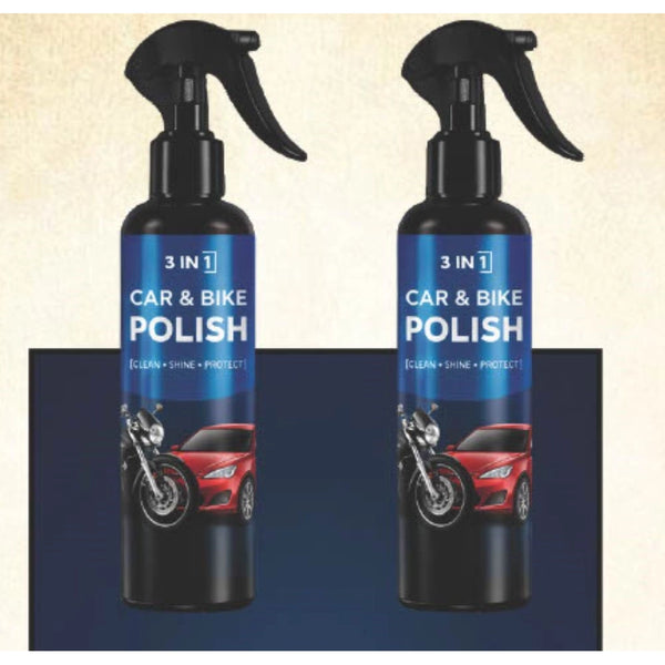 Pack of 2 3-in-1 Car and Bike Polish Spray Bottles 100 ML