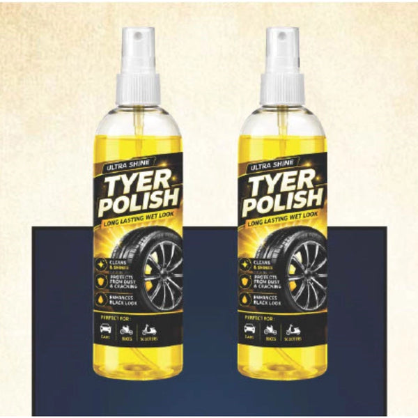 Pack of 2 Deep Black Tyer Polish Liquid Spray Bottle 100 ML