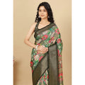 Women's Cotton Silk Floral Printed Saree With Unstitched Blouse 5.5Mtr (Grey)