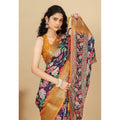 Women's Cotton Silk Floral Printed Saree With Unstitched Blouse 5.5Mtr (Purple)