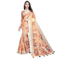 Women's Cotton Silk Floral Printed Saree With Unstitched Blouse 5.5Mtr (Peach)