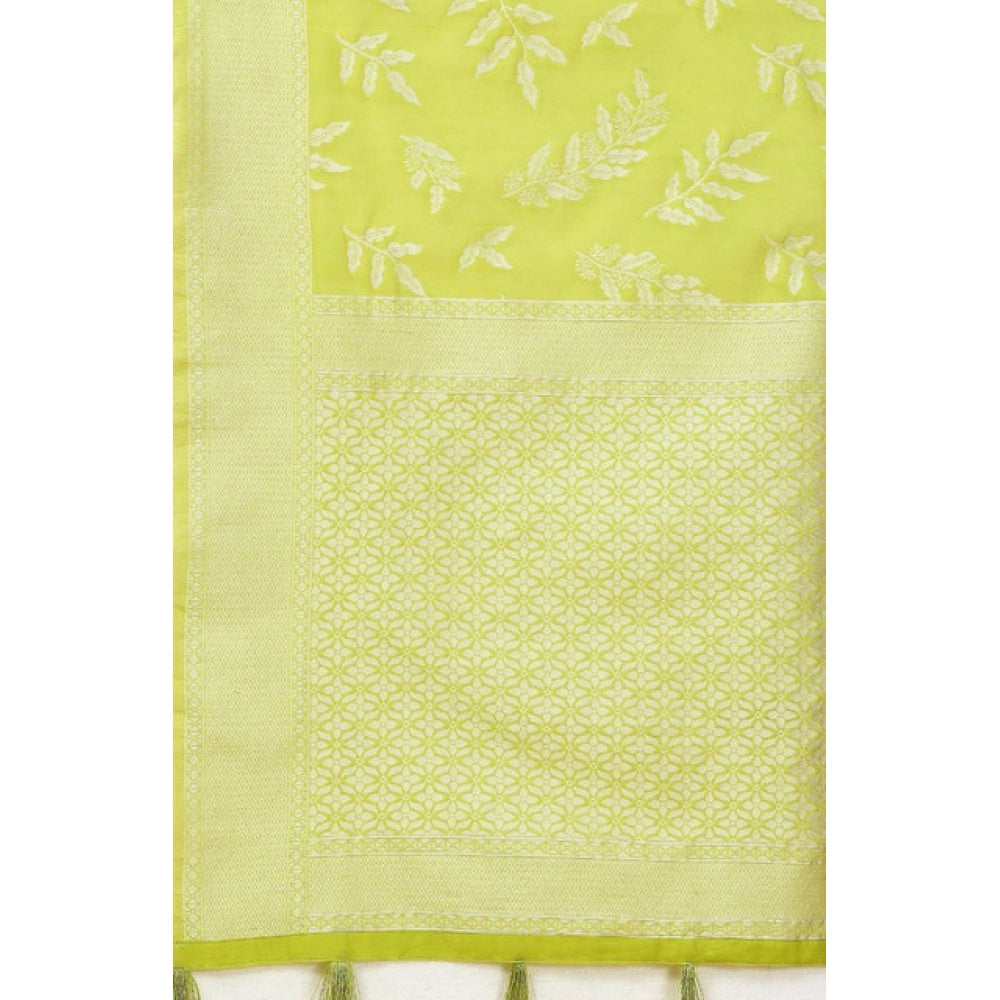 Women's Art Silk Jacquard Printed Saree With Unstitched Blouse 5.5Mtr (Light Green)