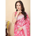 Women's Art Silk Jacquard Printed Saree With Unstitched Blouse 5.5Mtr (Pink)
