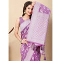 Women's Art Silk Jacquard Printed Saree With Unstitched Blouse 5.5Mtr (Purple)
