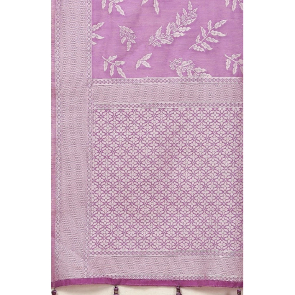Women's Art Silk Jacquard Printed Saree With Unstitched Blouse 5.5Mtr (Purple)