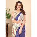 Women's Cotton Silk Floral Printed Saree With Unstitched Blouse 5.5Mtr (Blue)