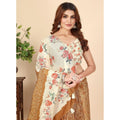 Women's Cotton Silk Floral Printed Saree With Unstitched Blouse 5.5Mtr (Brown)