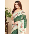Women's Chanderi Floral Printed Saree With Unstitched Blouse 5.5Mtr (Green)