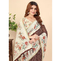 Women's Chanderi Floral Printed Saree With Unstitched Blouse 5.5Mtr (Maroon)