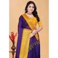 Women's Cotton Blend Checkered Saree With Unstitched Blouse 5.5Mtr (Royal Blue)