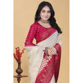 Women's Cotton Blend Checkered Saree With Unstitched Blouse 5.5Mtr (Multicolor)