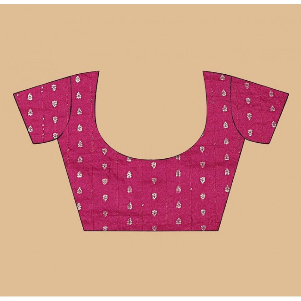 Women's Cotton Blend Checkered Saree With Unstitched Blouse 5.5Mtr (Multicolor)