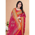 Women's Art Silk Printed Saree With Unstitched Blouse 5.5Mtr (Pink)