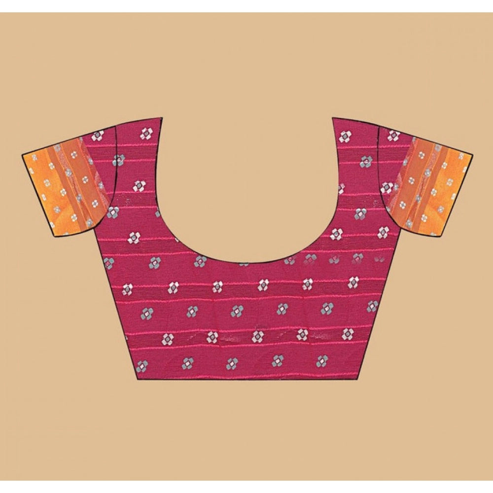 Women's Art Silk Printed Saree With Unstitched Blouse 5.5Mtr (Pink)