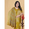 Women's Art Silk Printed Saree With Unstitched Blouse 5.5Mtr (Mustard)