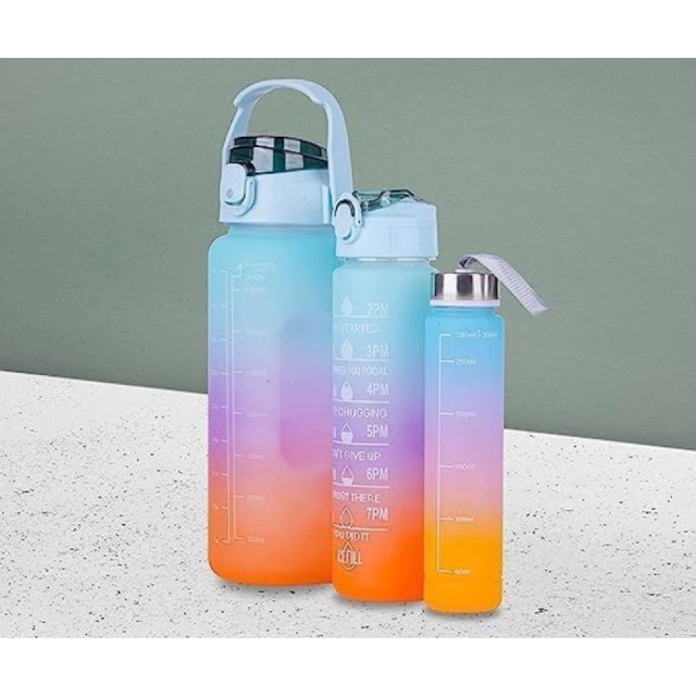 3 Pcs Motivational Leakproof Tritan Water Bottles (Multicolor)