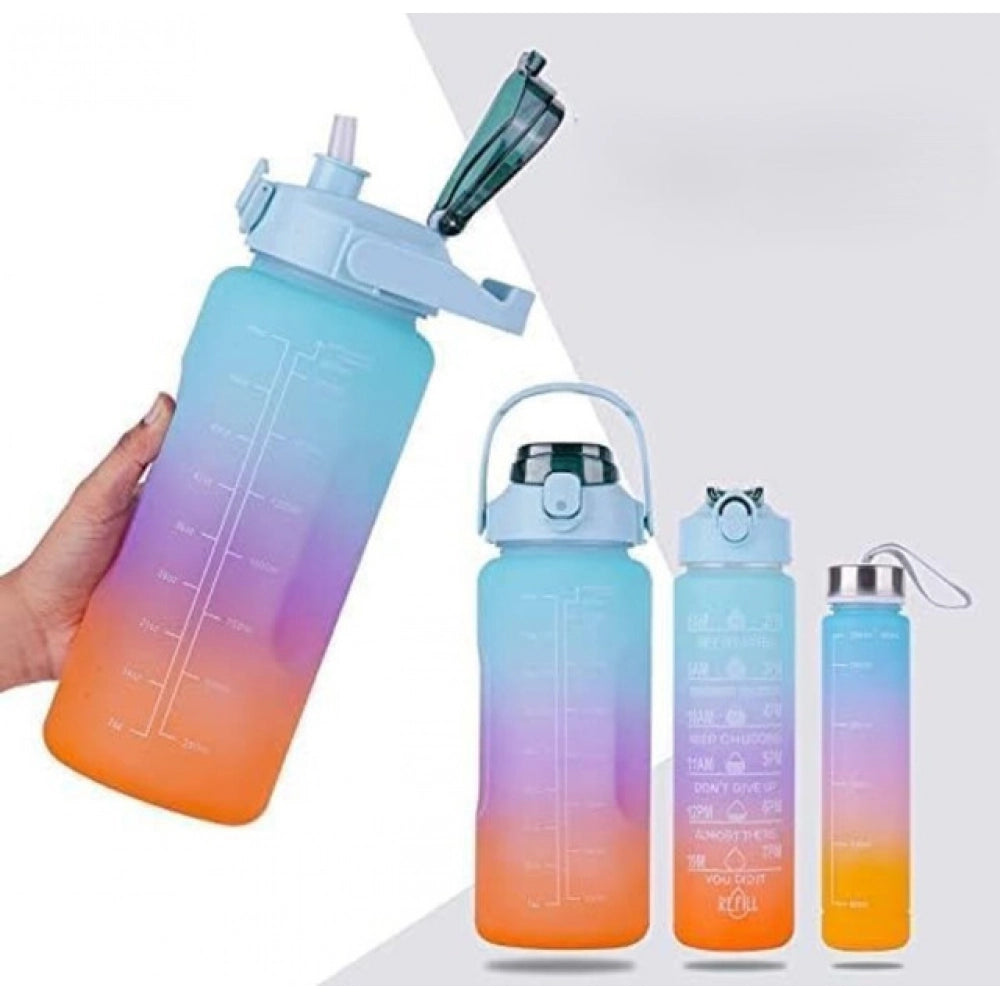 3 Pcs Motivational Leakproof Tritan Water Bottles (Multicolor)