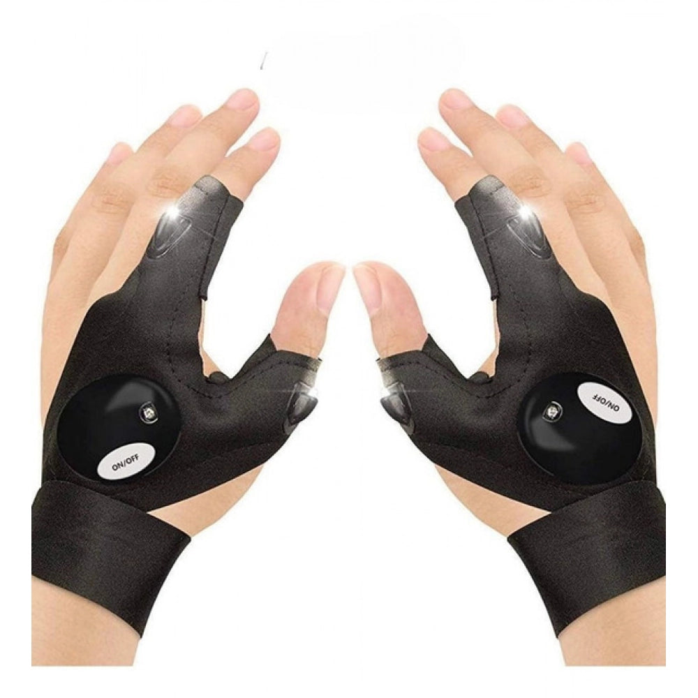 Pack of 2 LED Flashlight Gloves (Black)
