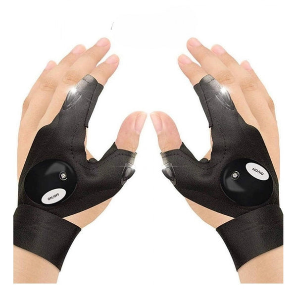 Pack of 2 LED Flashlight Gloves (Black)