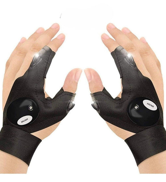 1 Pair LED Flashlight Gloves (Black)