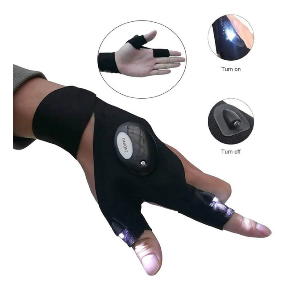 Pack of 2 LED Flashlight Gloves (Black)