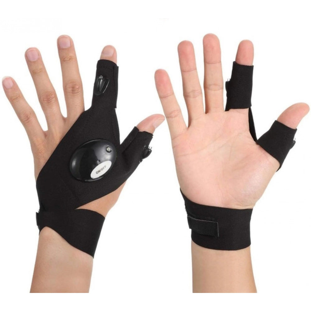 Pack of 2 LED Flashlight Gloves (Black)