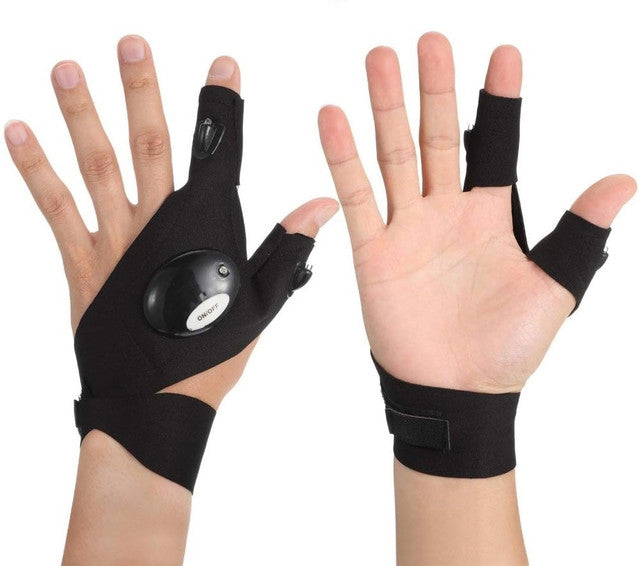 Generic 1 Pair LED Flashlight Gloves (Black)