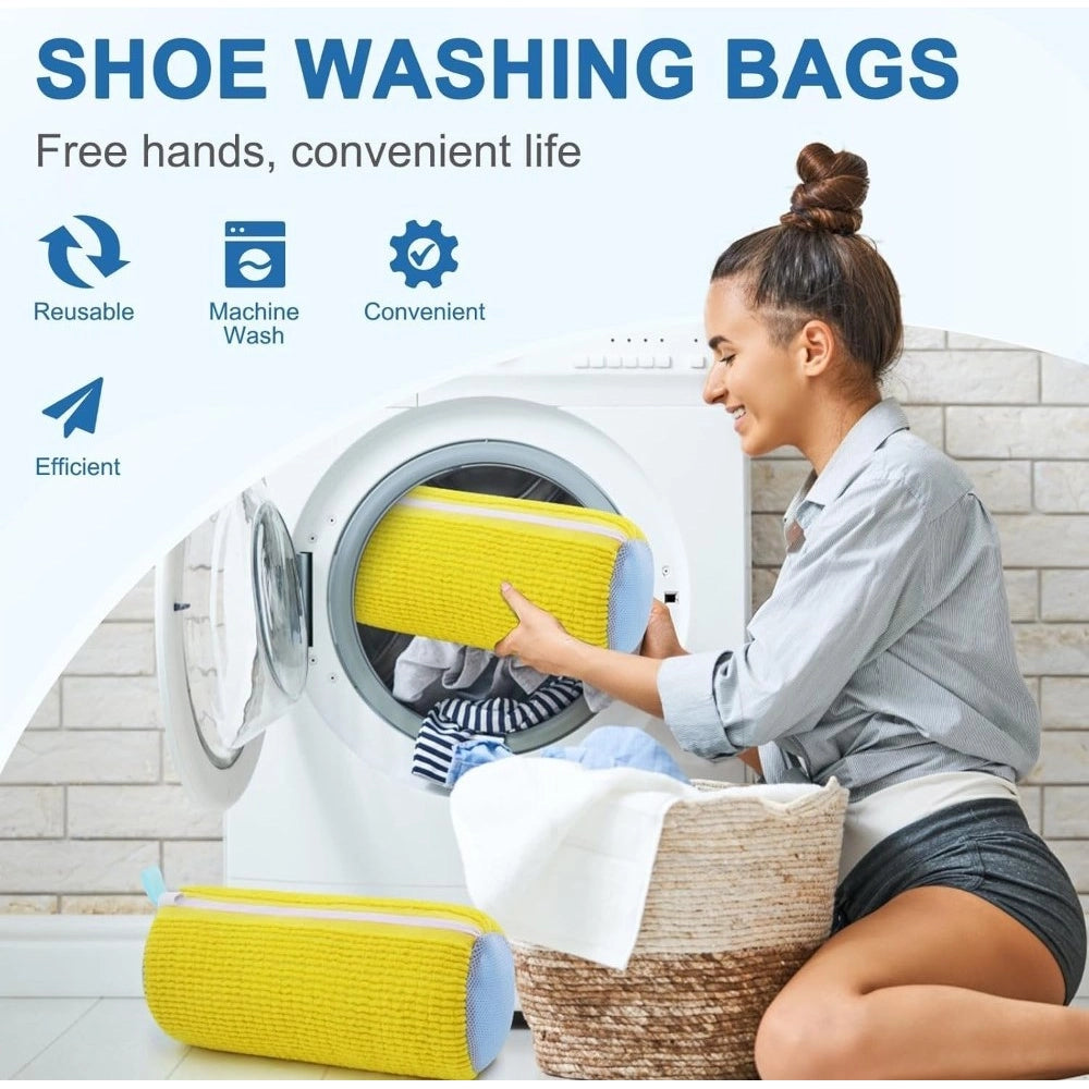 Pack of 2 Shoe Washing Machine Bag (Yellow)