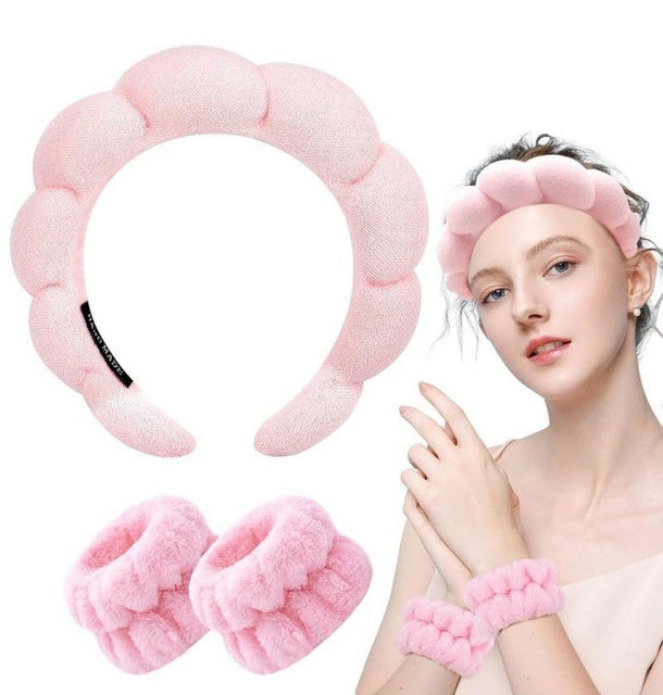 Generic Spa Headband And Wristband Set (Pink)