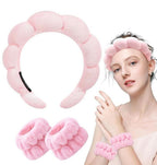 Spa Headband And Wristband Set (Pink)