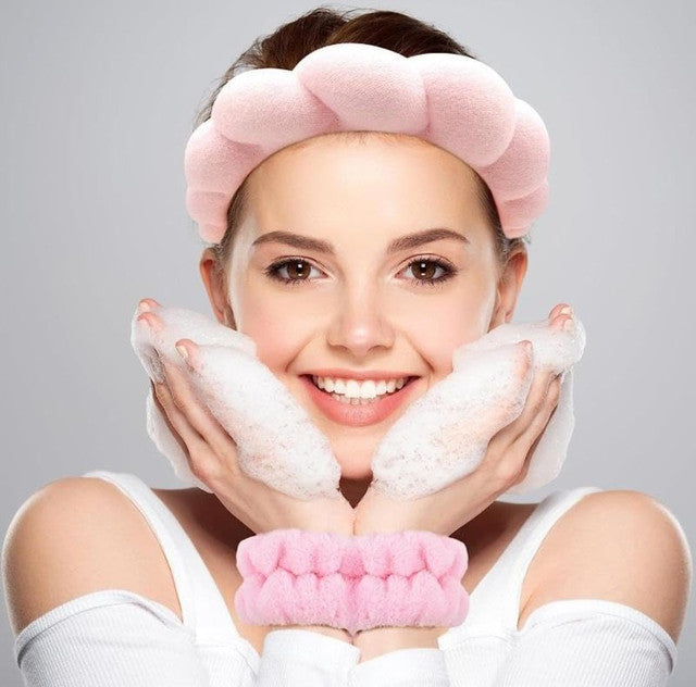 Generic Spa Headband And Wristband Set (Pink)